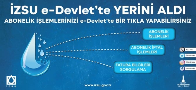 İZSU’da Abonelik İşlemleri Artık E-Devlet’ten Yapılabiliyor